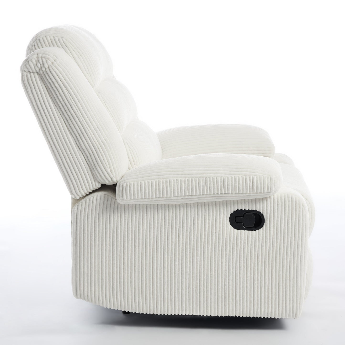 Overstuffed Cotton Corduroy Manual Pushback Recliner with Wide Armrest
