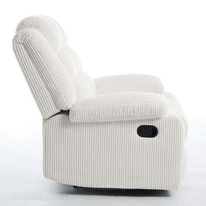 Overstuffed Cotton Corduroy Manual Pushback Recliner with Wide Armrest