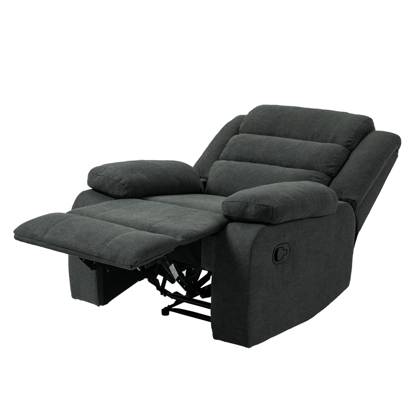 Overstuffed Cotton Corduroy Manual Pushback Recliner with Wide Armrest