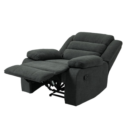 Overstuffed Cotton Corduroy Manual Pushback Recliner with Wide Armrest