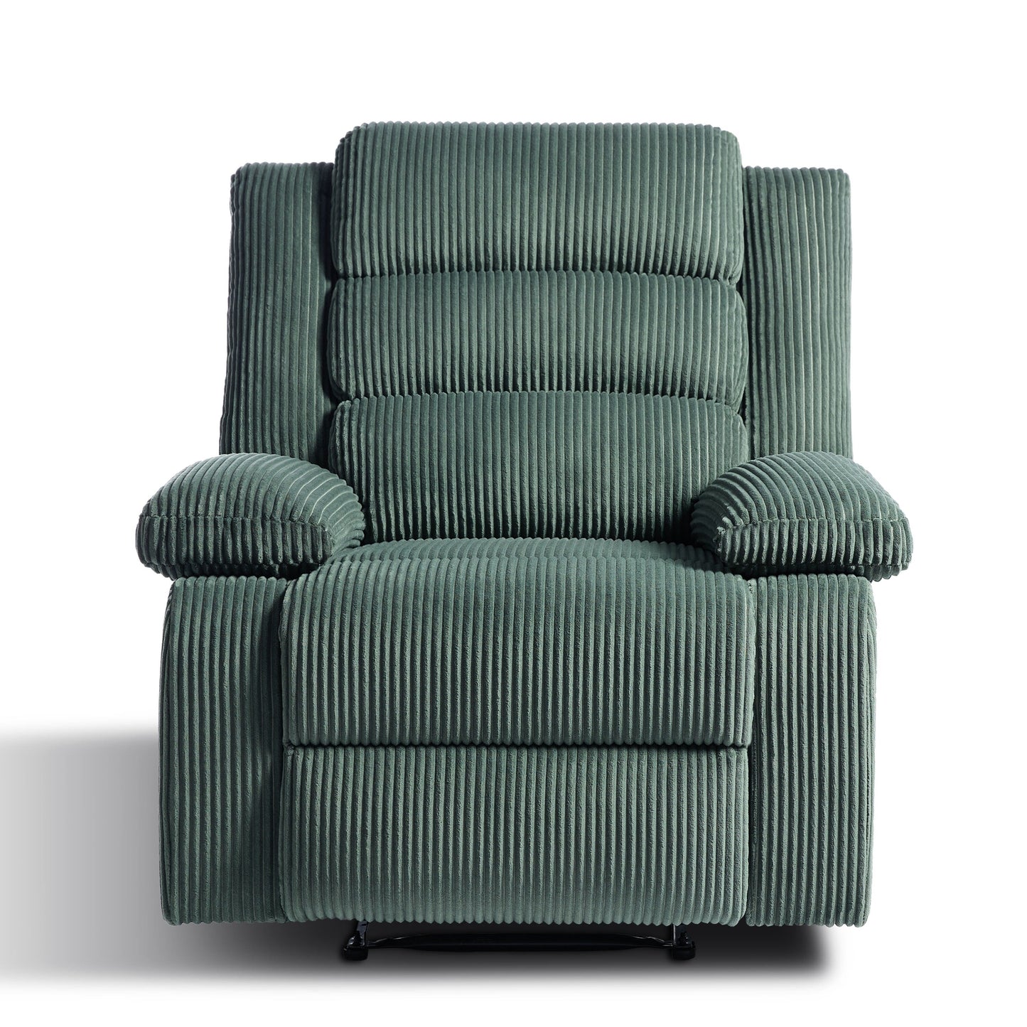 Overstuffed Cotton Corduroy Manual Pushback Recliner with Wide Armrest