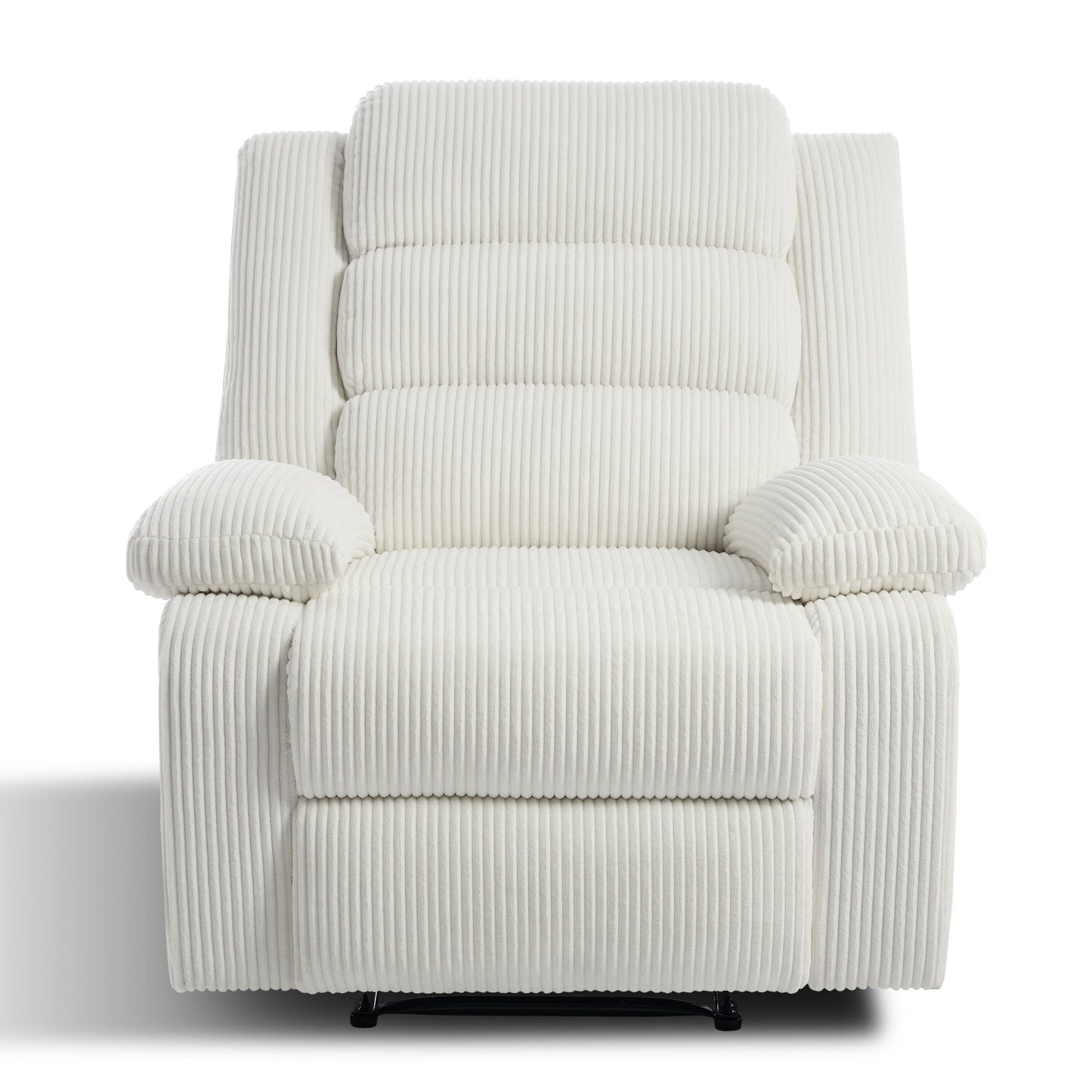 Overstuffed Cotton Corduroy Manual Pushback Recliner with Wide Armrest