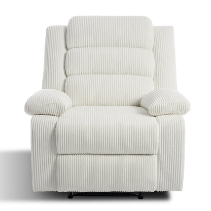 Overstuffed Cotton Corduroy Manual Pushback Recliner with Wide Armrest