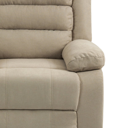 Overstuffed Cotton Corduroy Manual Pushback Recliner with Wide Armrest