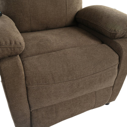 Upholstered Manual Recliner with Massage, Lumbar Heating, Pillow Top Arms, Side Pockets