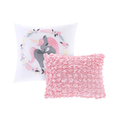 Intelligent Design Kids Bliss Pink Reversible Cotton Quilt Set with Throw Pillows