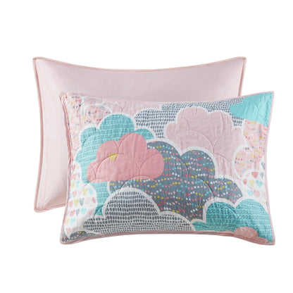 Intelligent Design Kids Bliss Pink Reversible Cotton Quilt Set with Throw Pillows