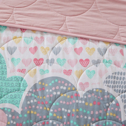 Intelligent Design Kids Bliss Pink Reversible Cotton Quilt Set with Throw Pillows