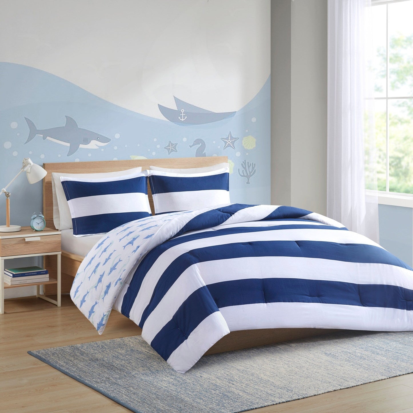Intelligent Design Kids Dakota Cotton Cabana Stripe Reversible Comforter Set