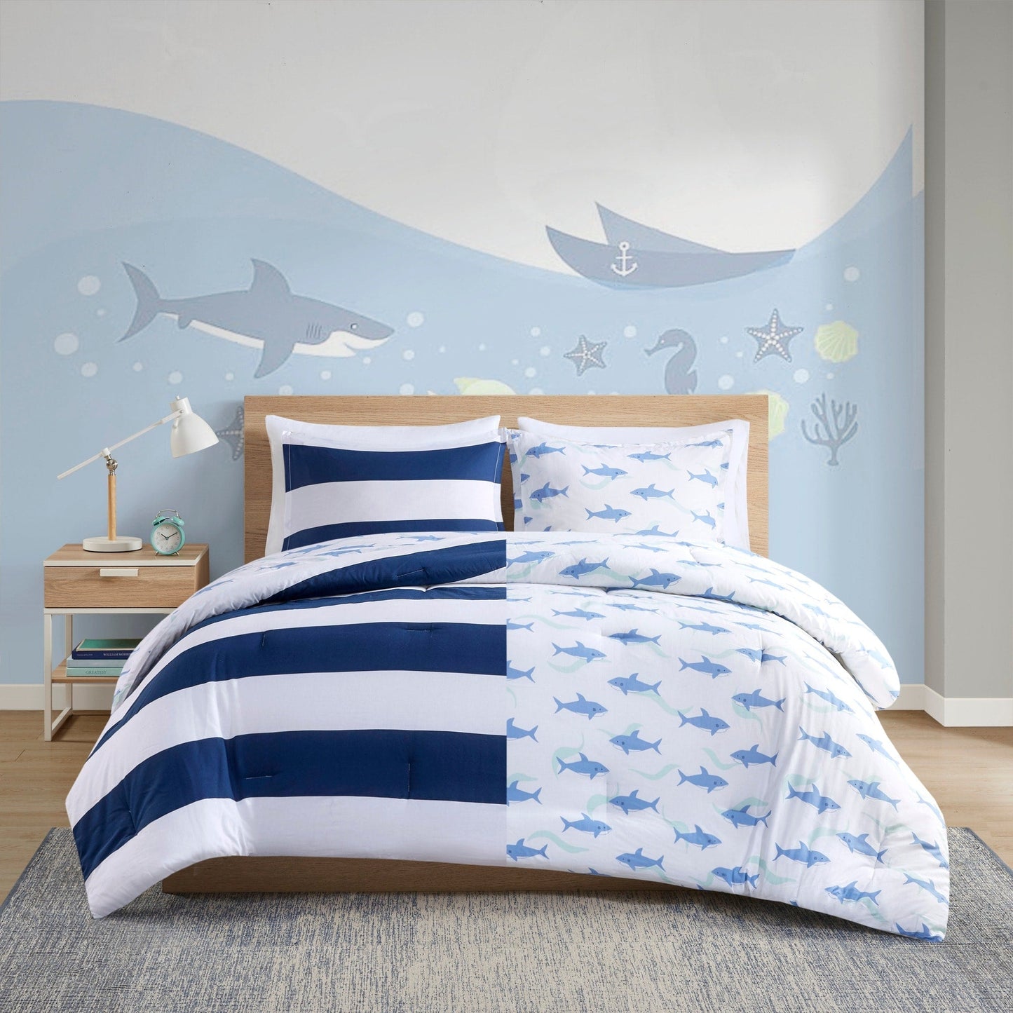 Intelligent Design Kids Dakota Cotton Cabana Stripe Reversible Comforter Set