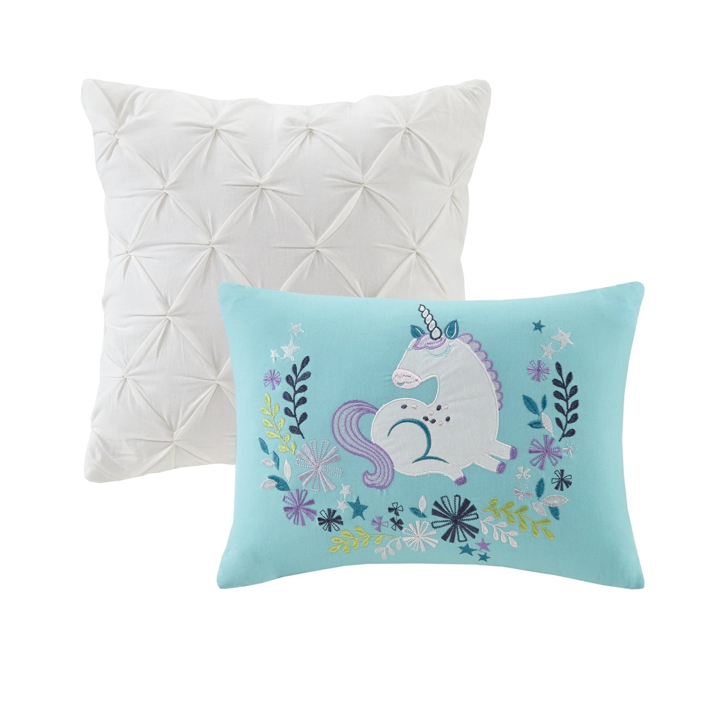 Intelligent Design Kids Ella Unicorn Reversible Cotton Quilt Set with Throw Pillows