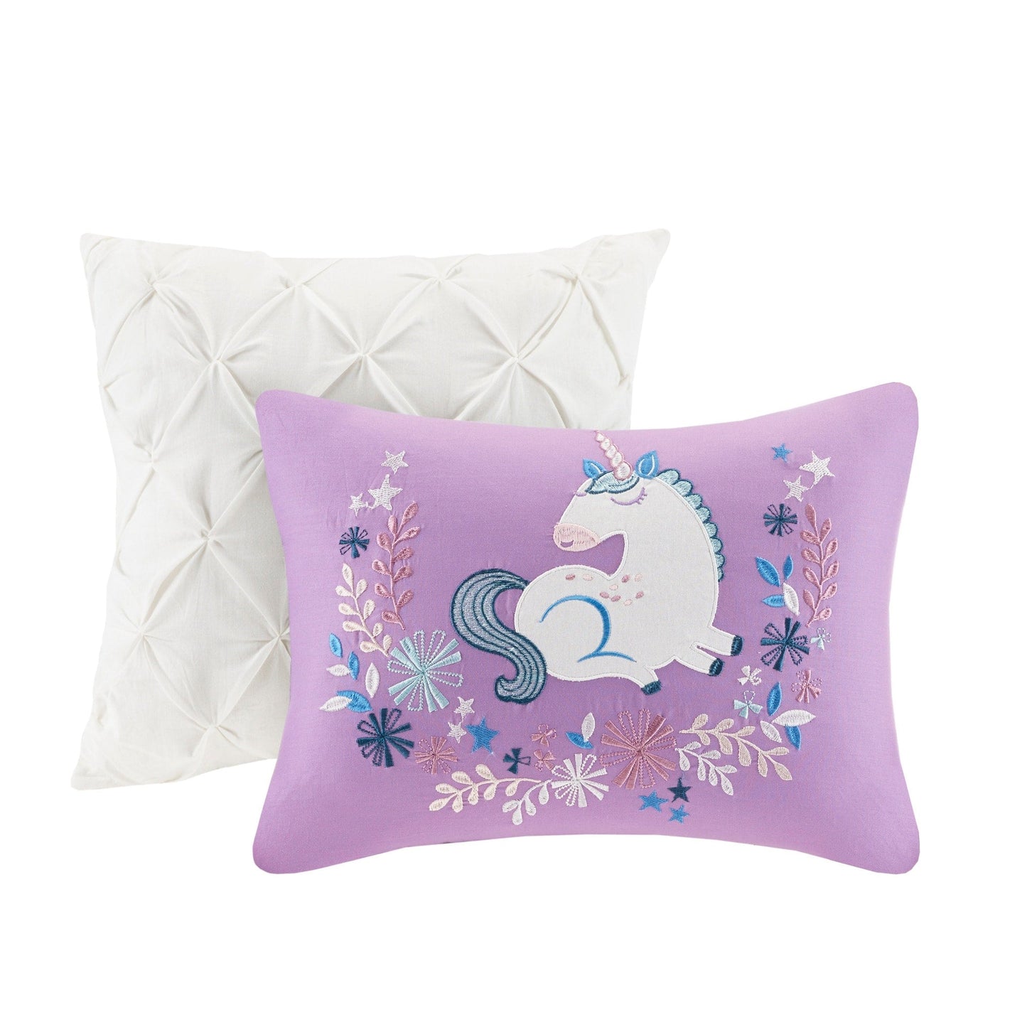 Intelligent Design Kids Ella Unicorn Reversible Cotton Quilt Set with Throw Pillows