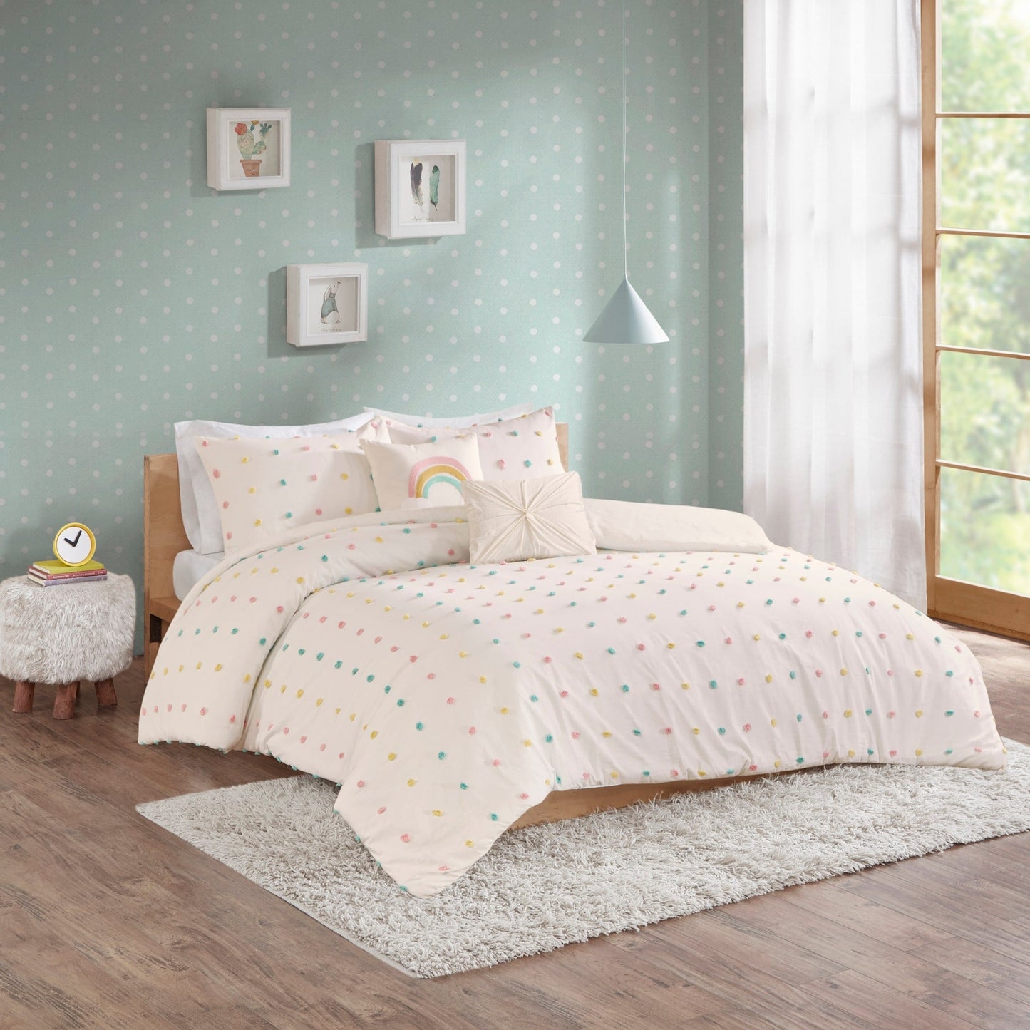 Intelligent Design Kids Ensley Cotton Jacquard Pom Pom Duvet Cover Set