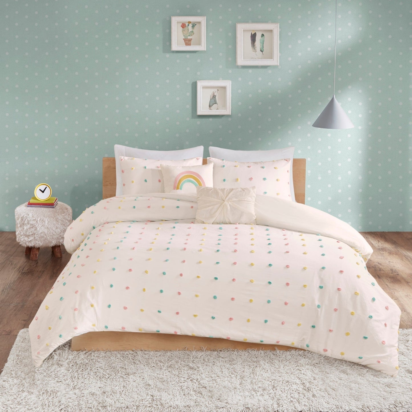 Intelligent Design Kids Ensley Cotton Jacquard Pom Pom Duvet Cover Set