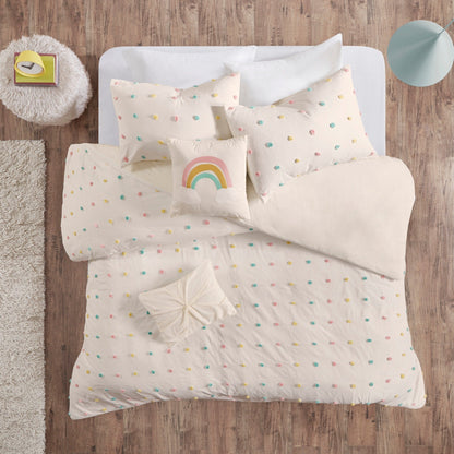 Intelligent Design Kids Ensley Cotton Jacquard Pom Pom Duvet Cover Set