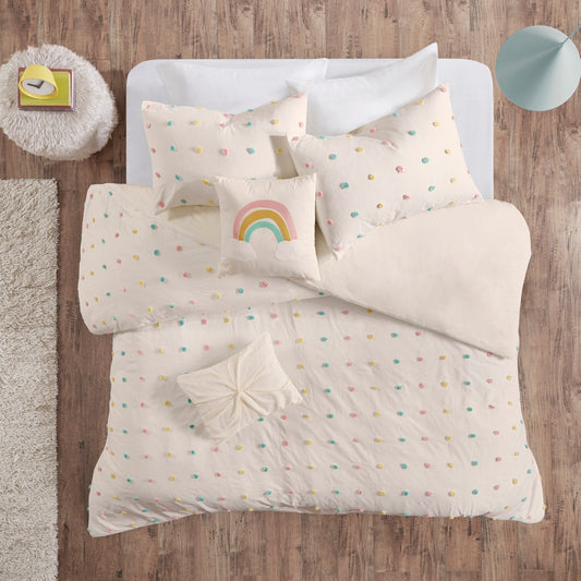 Intelligent Design Kids Ensley Cotton Jacquard Pom Pom Duvet Cover Set