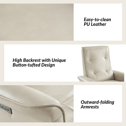 Valentin Modern Faux Leather Swivel Power Recliner with USB Ports Set of 2 by HULALA HOME