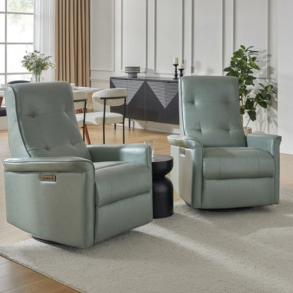 Valentin Modern Faux Leather Swivel Power Recliner with USB Ports Set of 2 by HULALA HOME