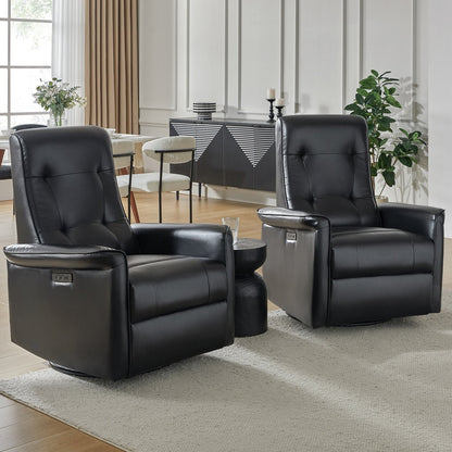 Valentin Modern Faux Leather Swivel Power Recliner with USB Ports Set of 2 by HULALA HOME