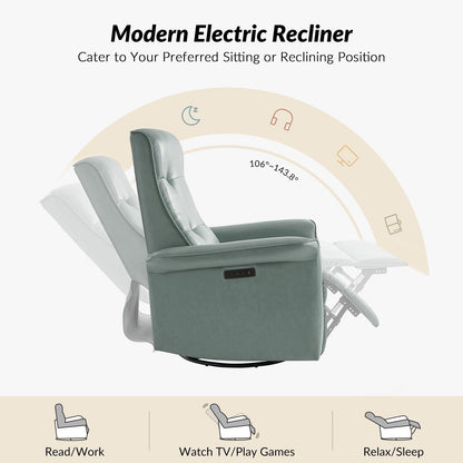 Valentin Modern Faux Leather Swivel Power Recliner with USB Ports Set of 2 by HULALA HOME