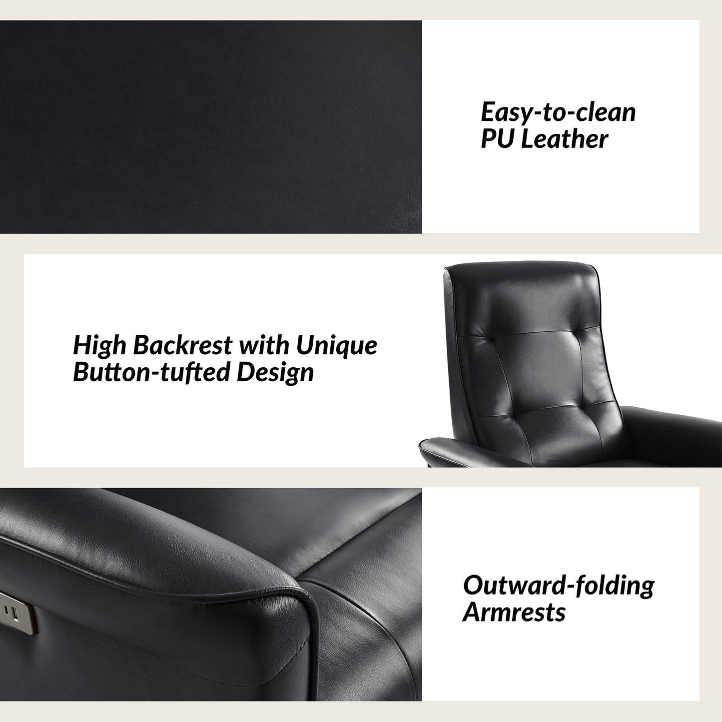 Valentin Modern Faux Leather Swivel Power Recliner with USB Ports Set of 2 by HULALA HOME