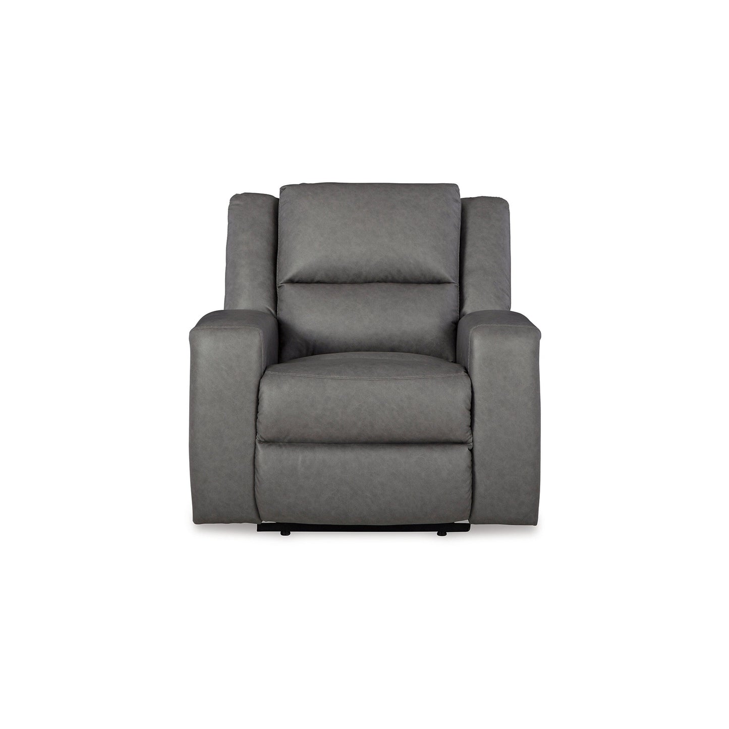Vance Manual Recliner Chair, Gray Faux Leather, Pillow Top Headrest