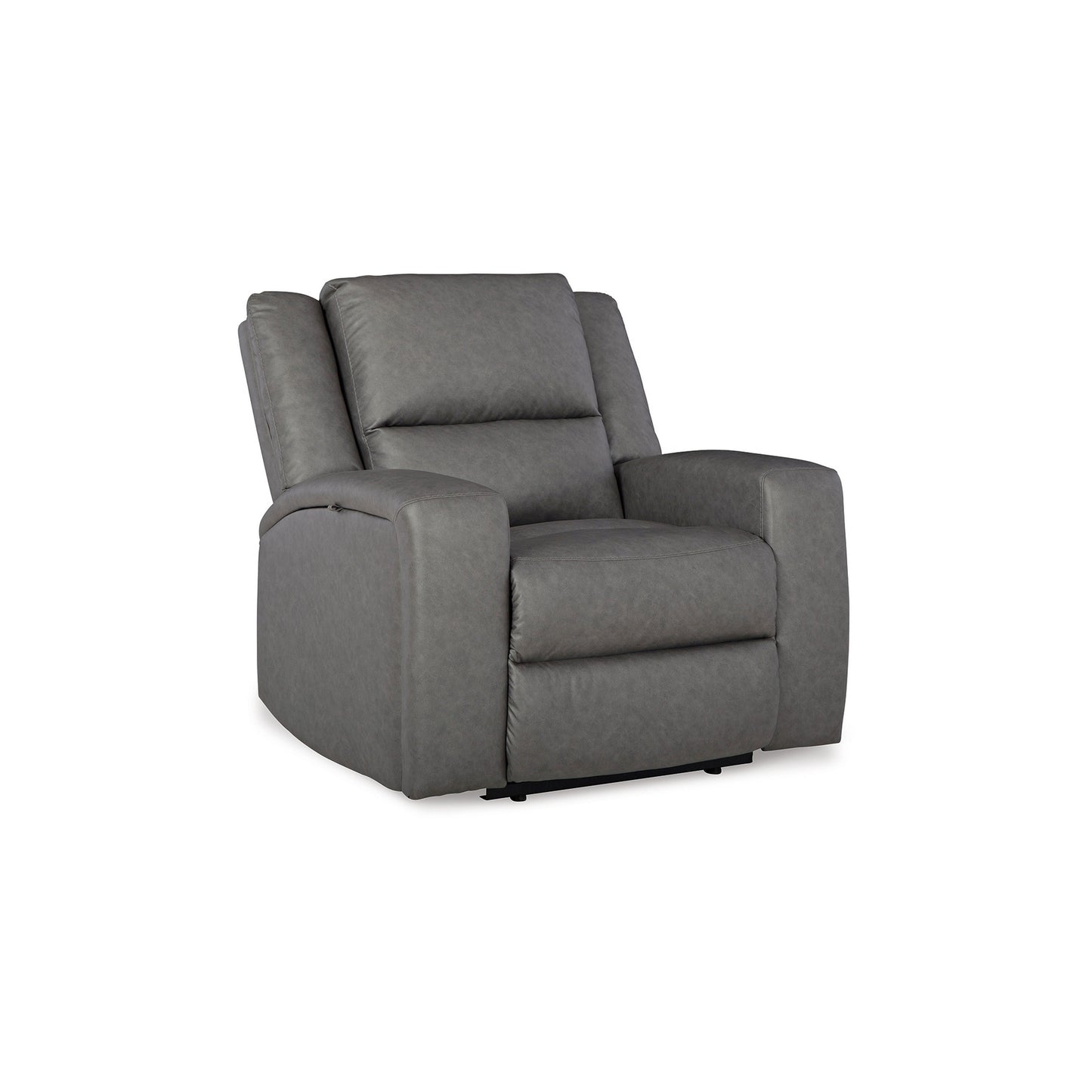 Vance Manual Recliner Chair, Gray Faux Leather, Pillow Top Headrest
