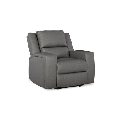 Vance Manual Recliner Chair, Gray Faux Leather, Pillow Top Headrest