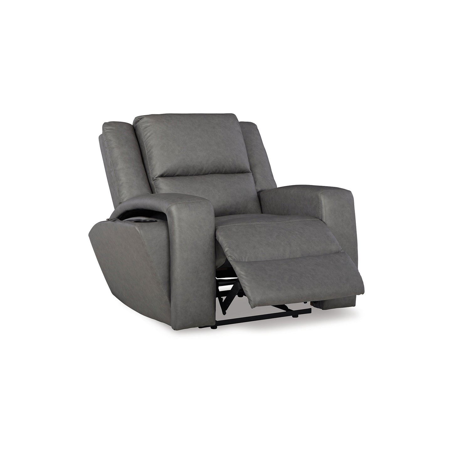 Vance Manual Recliner Chair, Gray Faux Leather, Pillow Top Headrest