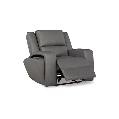 Vance Manual Recliner Chair, Gray Faux Leather, Pillow Top Headrest
