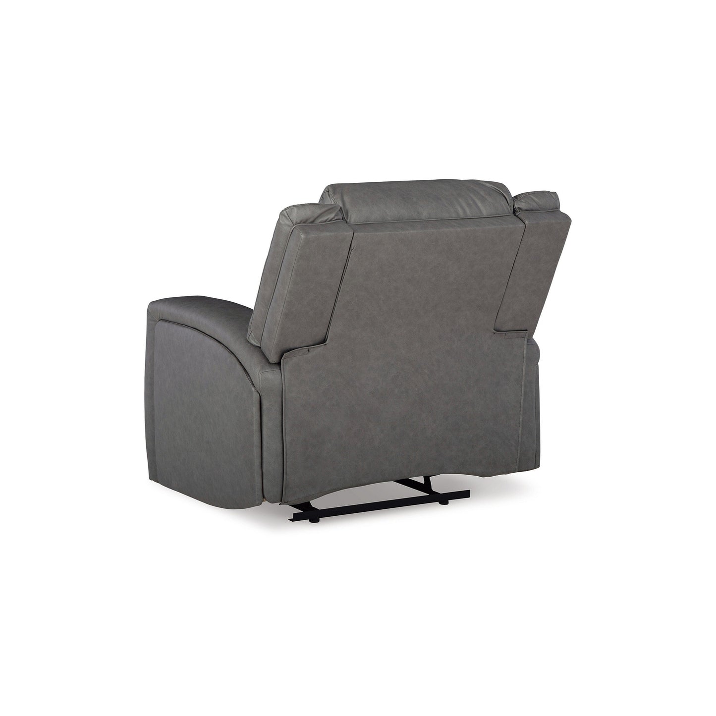 Vance Manual Recliner Chair, Gray Faux Leather, Pillow Top Headrest