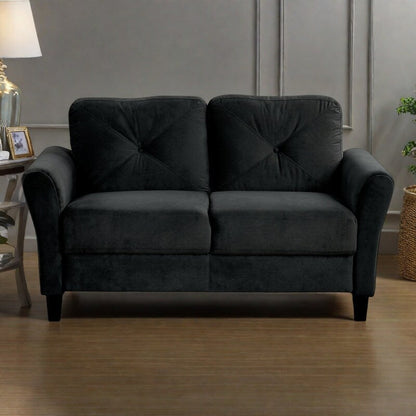 Velvet 2-Seater Sectional Sofa with Detachable Cushions