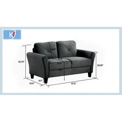 Velvet 2-Seater Sectional Sofa with Detachable Cushions