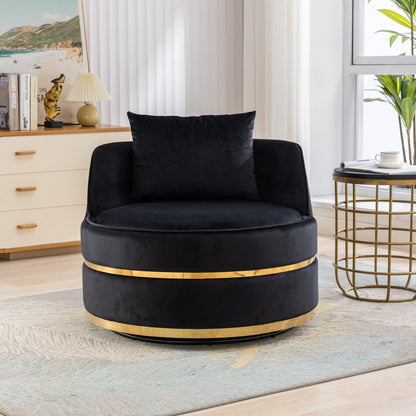 Velvet 360° Swivel Accent Chair with Seat Cushion, Upholstered Barrel Chair with Stainless Steel Base Living Room Chair