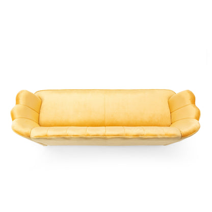Velvet Channel Stitched 3-seater Sofa with Metal Legs