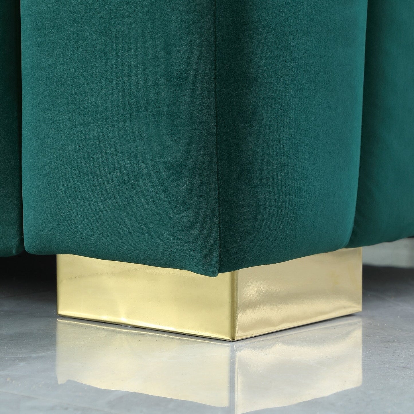 Velvet Channel Tufted 3-seater Sofa with Pillows