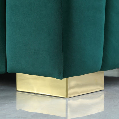 Velvet Channel Tufted 3-seater Sofa with Pillows