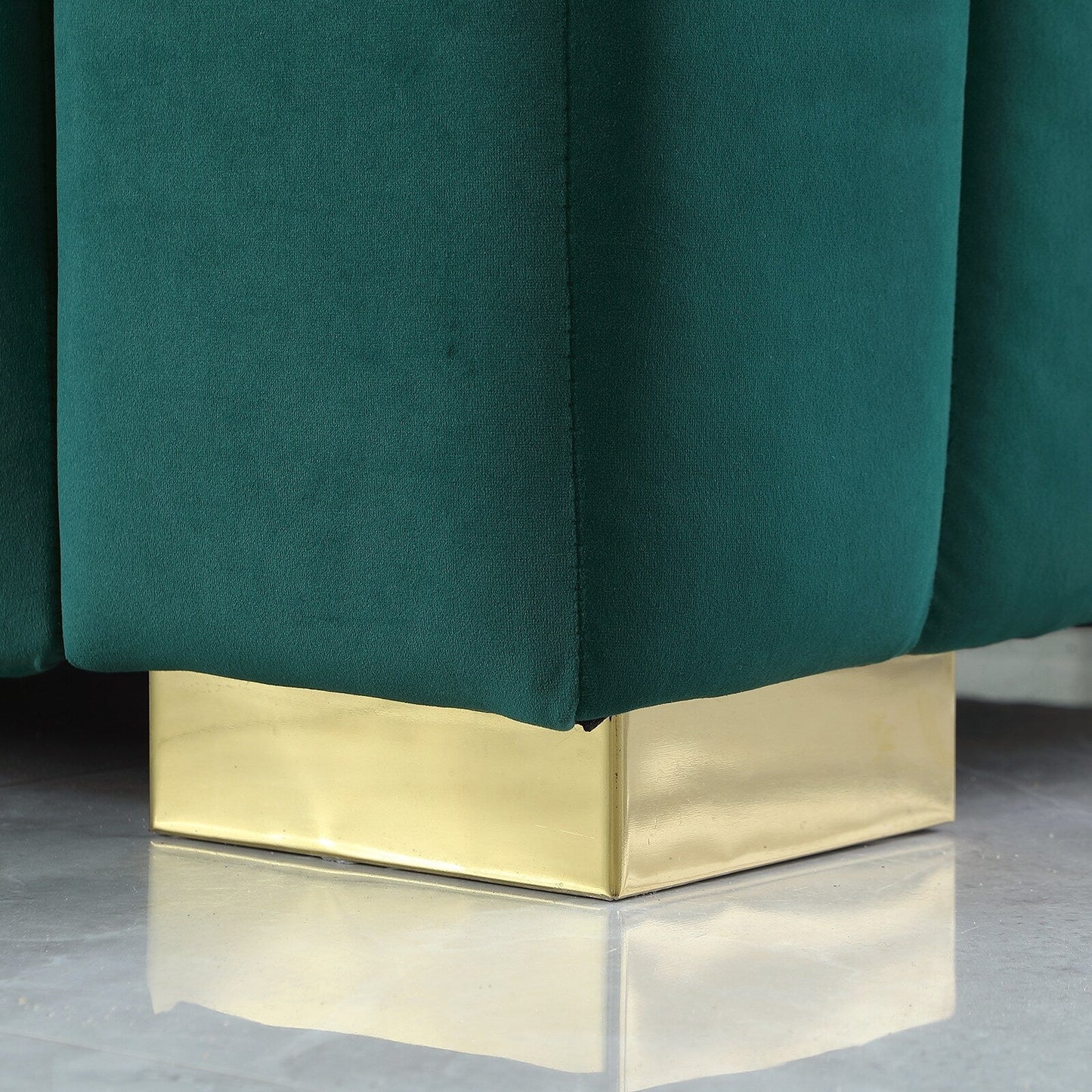 Velvet Channel Tufted 3-seater Sofa with Pillows