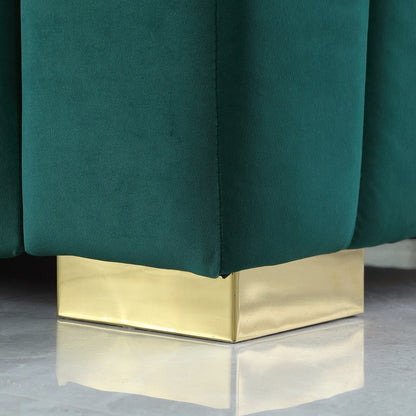Velvet Channel Tufted 3-seater Sofa with Pillows
