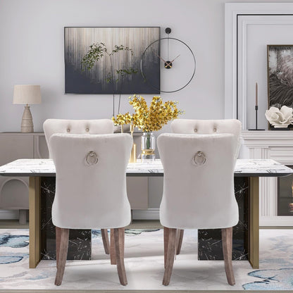 Velvet Dining Chairs Set of 2, Tufted Dining Chairs with Nailhead Back and Ring Pull Trim - 25.5×19.7×37.4inch