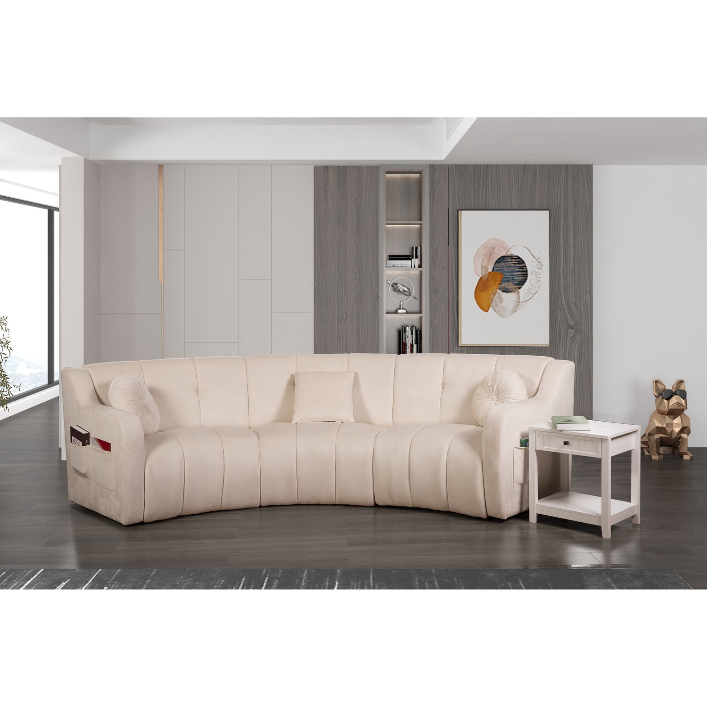 Velvet Legless Curved Symmetrical Modular Floor Sofa - 127