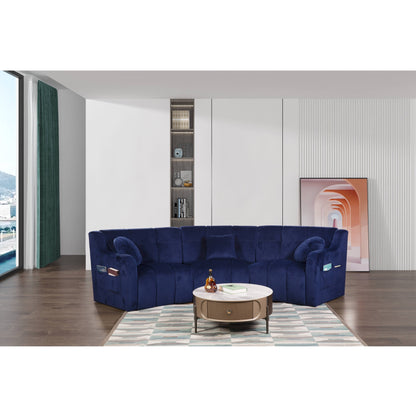 Velvet Legless Curved Symmetrical Modular Floor Sofa - 127