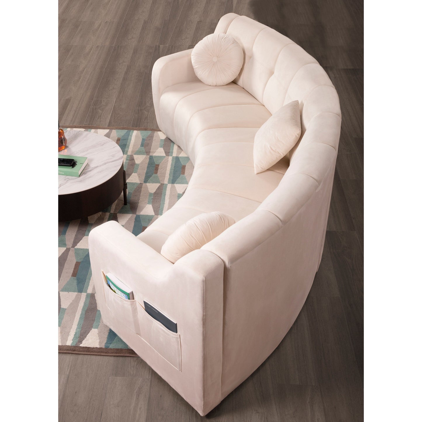 Velvet Legless Curved Symmetrical Modular Floor Sofa - 127