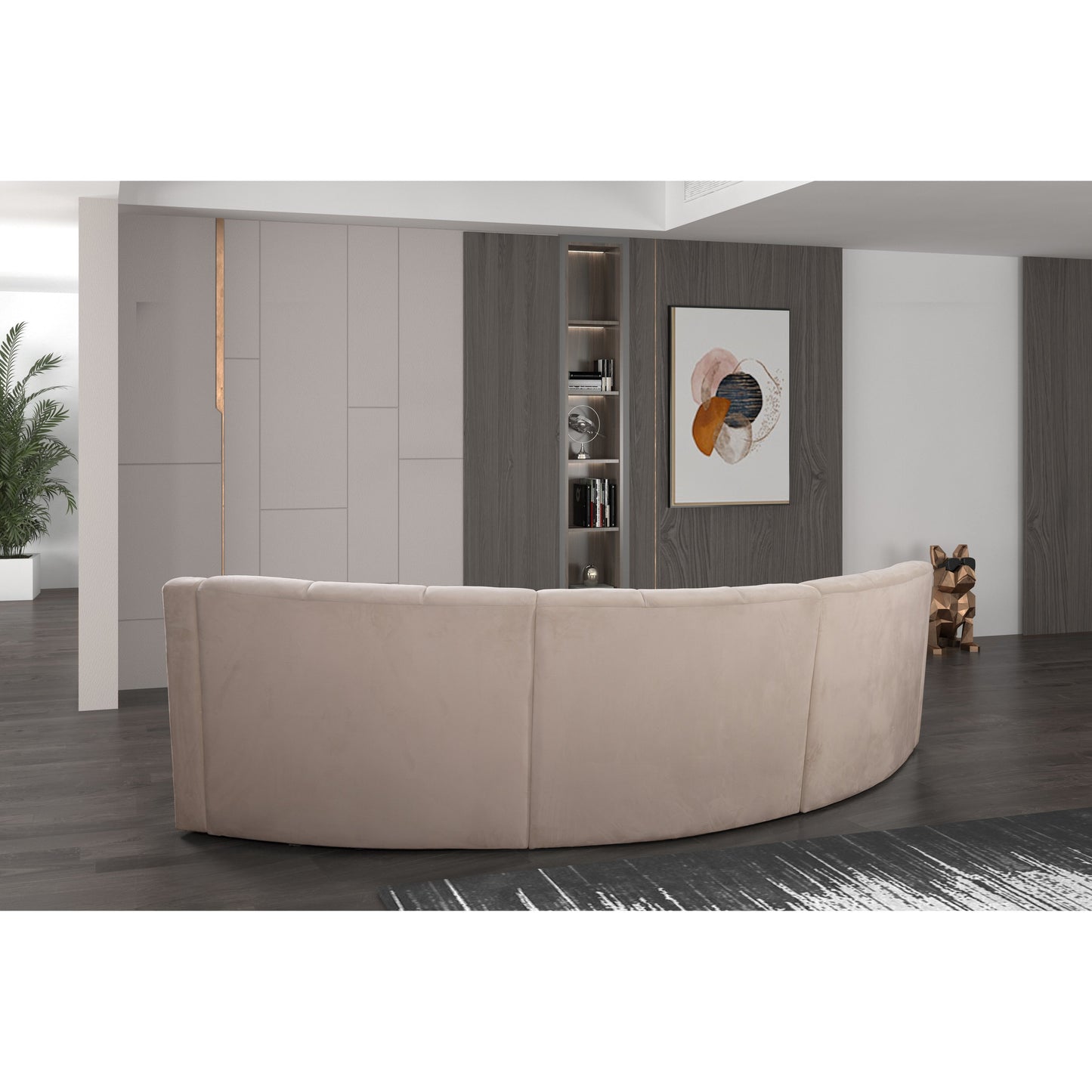 Velvet Legless Curved Symmetrical Modular Floor Sofa - 127