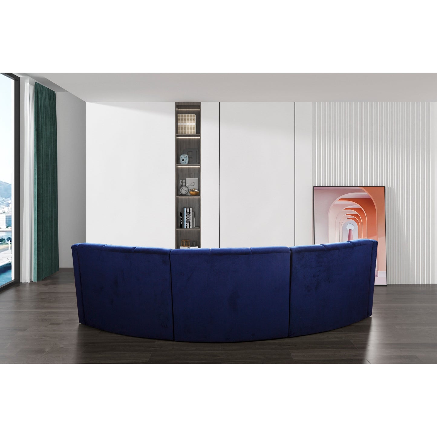 Velvet Legless Curved Symmetrical Modular Floor Sofa - 127