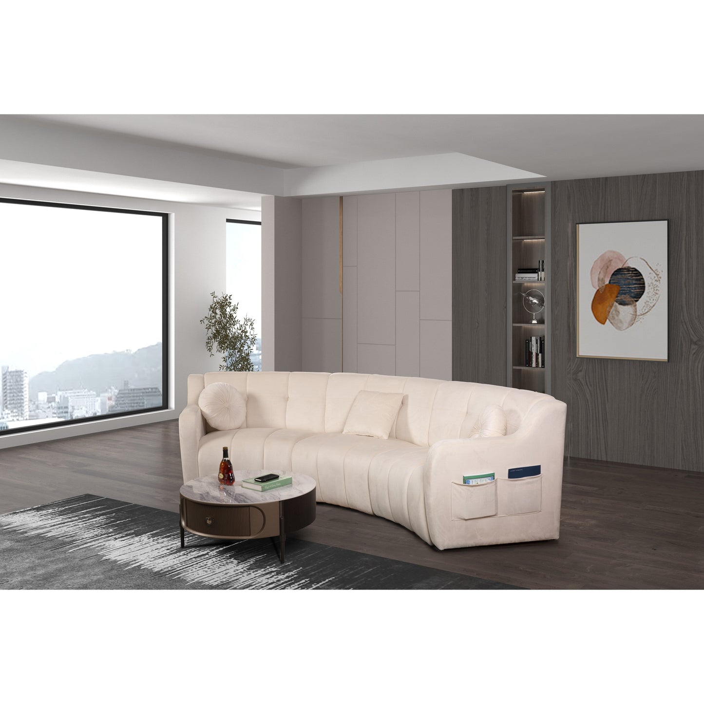 Velvet Legless Curved Symmetrical Modular Floor Sofa - 127