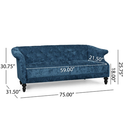 Velvet Loveseat Flared Arms Tufted Sofa with Deep Seat