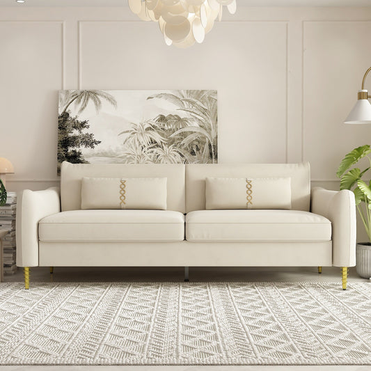 Velvet Loveseat Sofa with Gold Legs