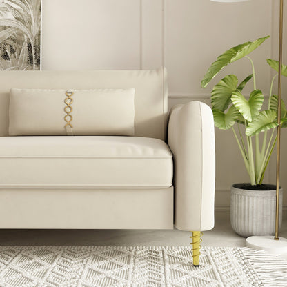 Velvet Loveseat Sofa with Gold Legs