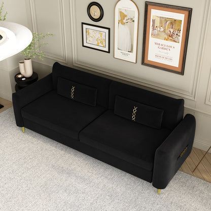 Velvet Loveseat Sofa with Gold Legs